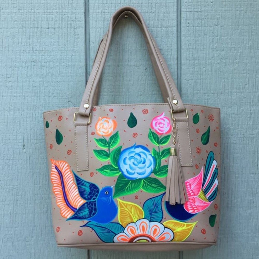 Hand Painted Mexican Tote Bag